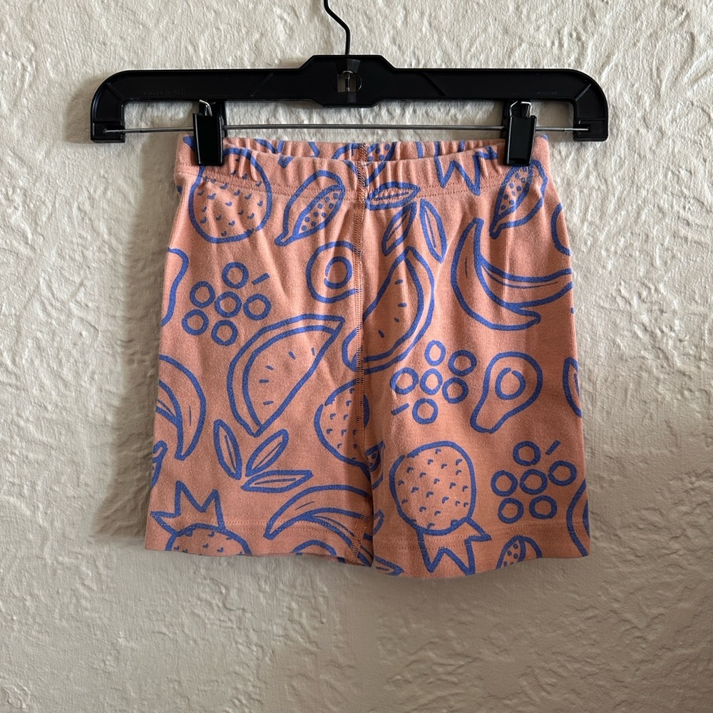 Hanna Andersson Peach Fuzz Fruit Salad Blue Pattern Shorts Kids Girls 10